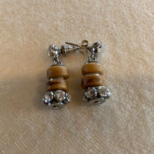 Express silver crystal and wood drop earrings